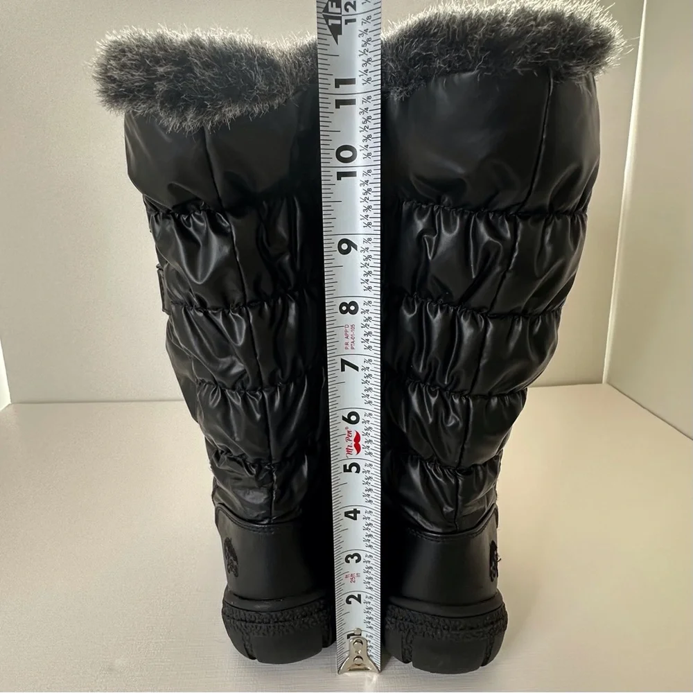 Totes black‎ winter snow boots w/ faux fur trim side zipper & buckle women’s 6